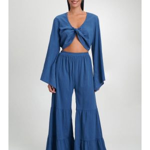 August Resortwear S25A3167 Υφαντή Παντελόνα Μπλέ