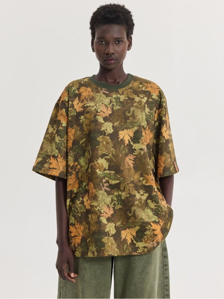 Hemithea Cheetah Oversized T-Shirt Camo Illusion Khaki - Image 2