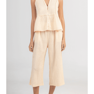 August Resortwear Cotton Παντελόνα Cropped Εκρού